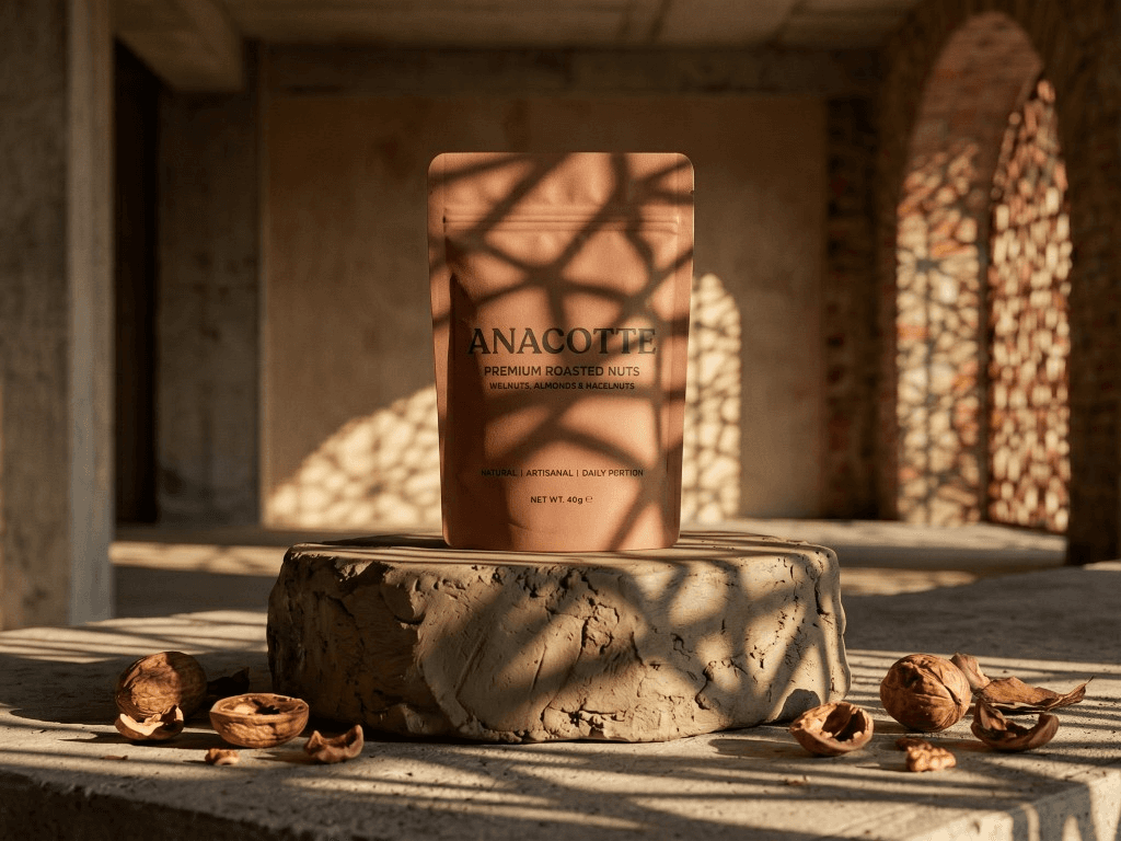 Premium roasted nuts · copper stand pouch